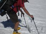 Tom Jagger tests a crevasse on Mt. Baker, Washington State - 06-28-2008