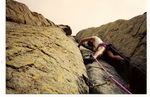 Roger J. Wendell lead climbing Devils Tower, Wyoming - 07-16-1994