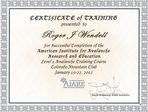 AIARE Level 1 Training Certificate for Roger J. Wendell - 01-22-2012