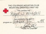 CMC Mountain Oriented First Aid Roger J. Wendell - 10-22-1998