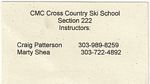 CMC XC Ski School business Card - I graduated on 01-21-2011
