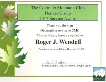 Roger J. Wendell CMC Service Award - 12-03-2017