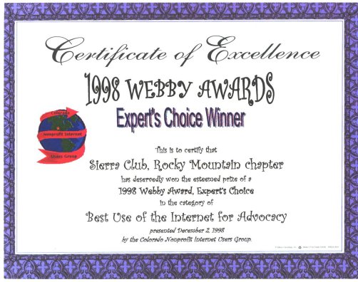 Webby Awards. with the 1998 Webby Award