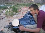 Bobby Checks the Cooking in Grand Canyon - April, 2006