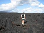 Roger J. Wendell hiking along lava, Big Island, Hawai'i - February 2007