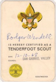 Tenderfoot Scout, Roger J. Wendell - 12-10-1968