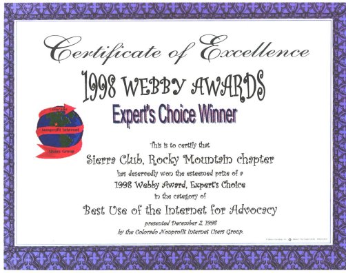 the webby awards. In 1998 each of us, on the