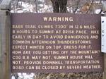 Barr trail Warning Sign