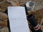 Makeshift Summit Register on Mount Oxford - 09-13-2008