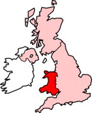 Cymru, map of Wales